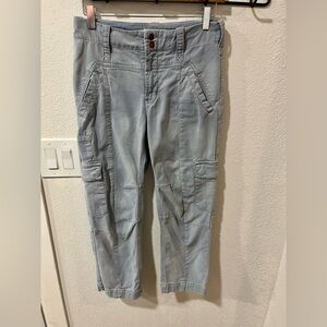 Anthropologie Blue Gray Wash Cargo Pockets Straight Leg High Rise Casual Pants